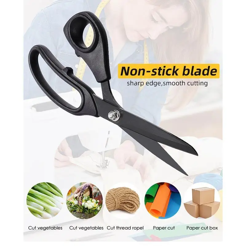 Black Stainless Steel Tailor'S Scissors For Fabric Needlework Sewing Embroidery Scissor Garment Cutting Tool Sewing Shears