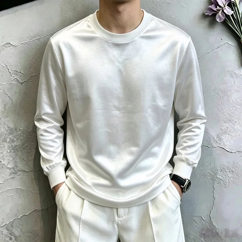 High Quality Men's Round Neck T-shirt Autumn Casual Fashion Versatile Trend T-shirt Long Sleeved Top Streetwear Men Clothing