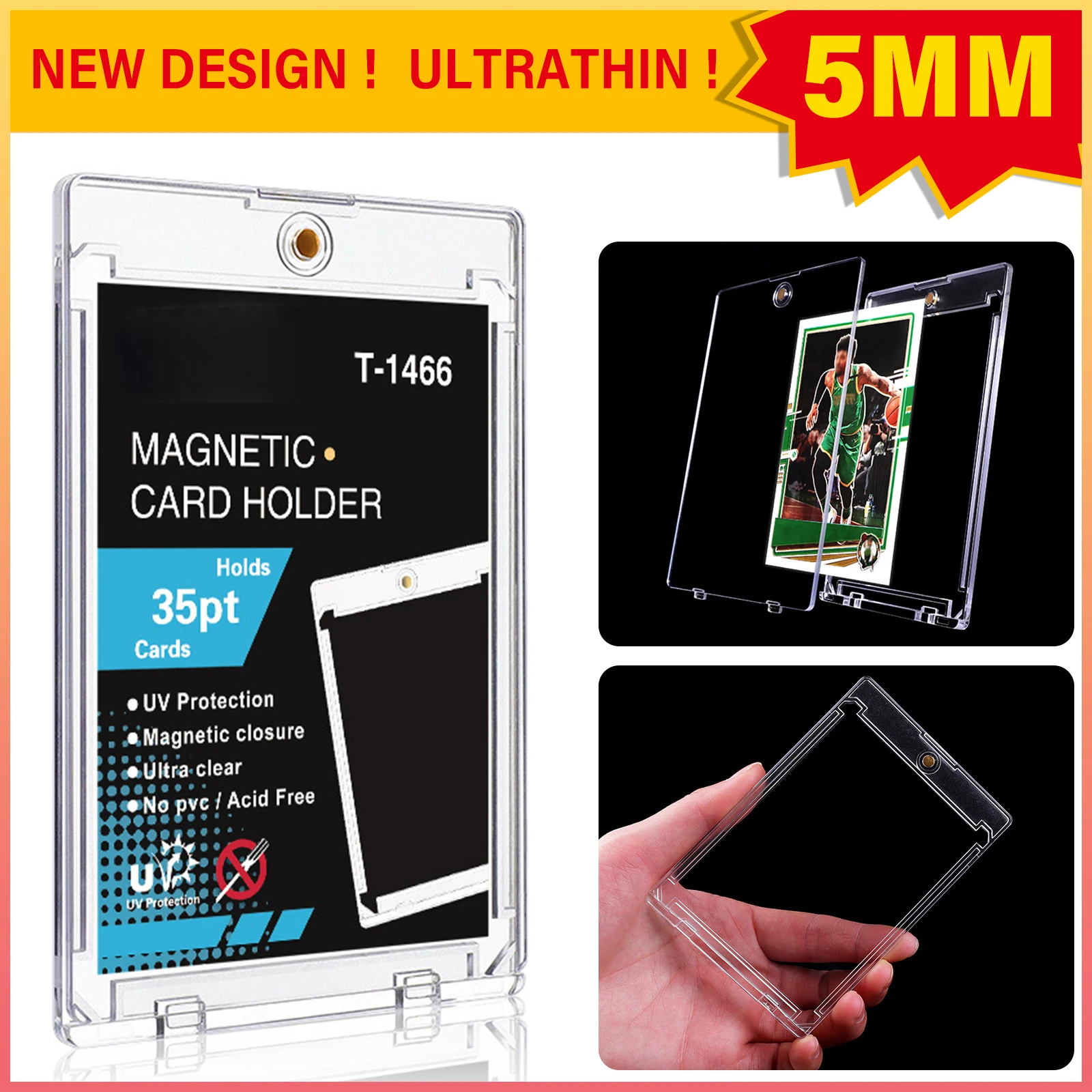 

5/10/20 Pcs 35PT Magnetic Trading Card Holder Case For Kpop Idol Photo Cards Protector Baseball Sports Card Display Case