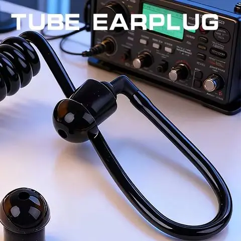 Black replacement coil acoustic air tube earplug for radio earpiece headset