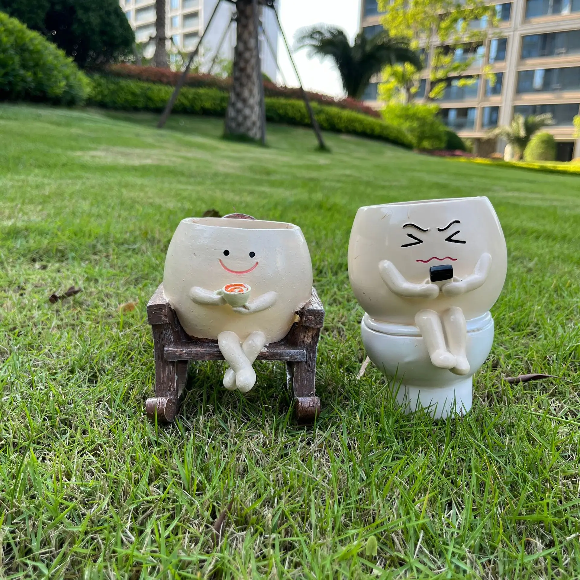 

New Whimsical Coffee Rocking Chair-Themed Succulent Planter - Decorative Resin Ornament for Garden & Patio Charming Plant Pot