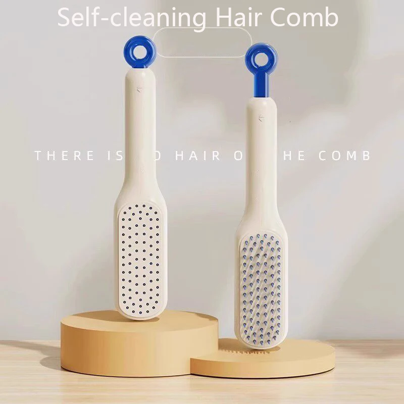 Self-cleaning Hair Comb Anti Static Retractable One-pull Massage Brush Rotating Lifting Hairbrush Adjustable Comb for Women