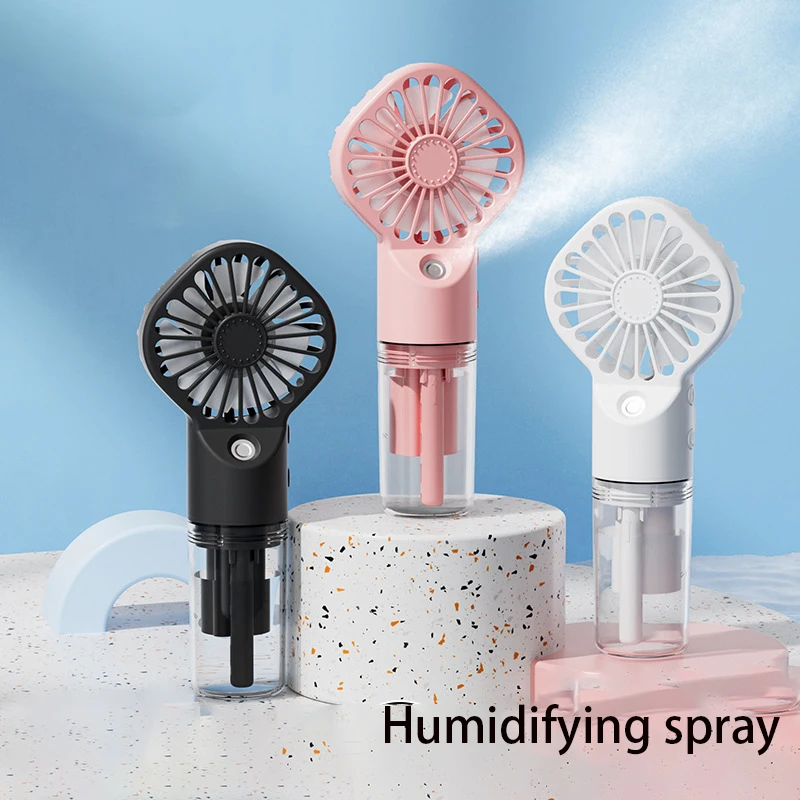 Spray Humidifier Fan Outdoor Mini Handheld Fan USB Rechargeable Fan Portable Ultra-quiet 4 Speed Electric Summer Student Fan