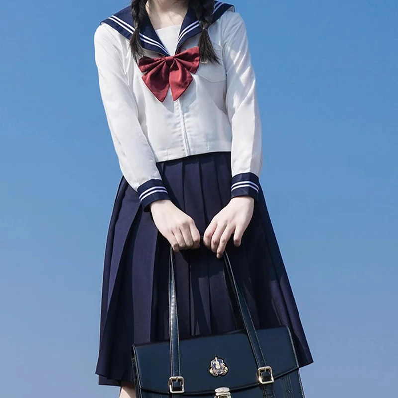 Japanese School Girl Uniform JK Black Sailor Basic Cartoon Navy Sailor Uniform Sets Navy Costume Women Girl Costume Uniform