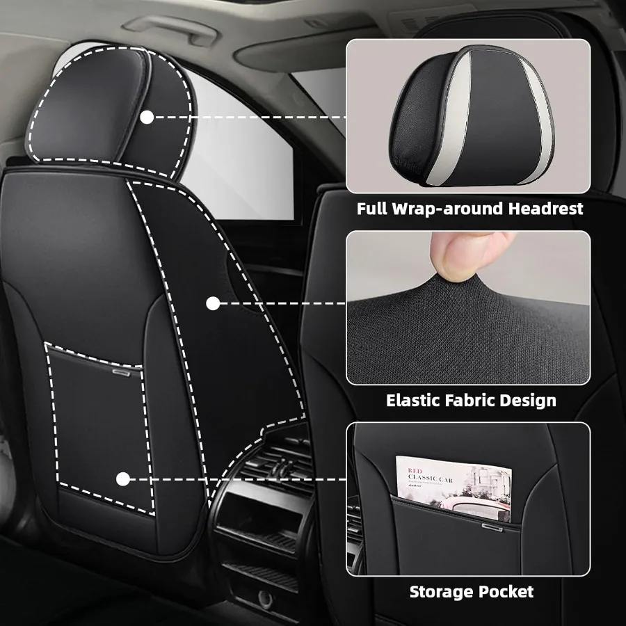 غطاء مقعد السيارة مناسب لسيارة Jeep Renegade 20152023 وسادة هوائية متوافقة غير قابلة للانزلاق غطاء مقعد مقاوم للماء واقي مقعد السيارة قسط Interi #3