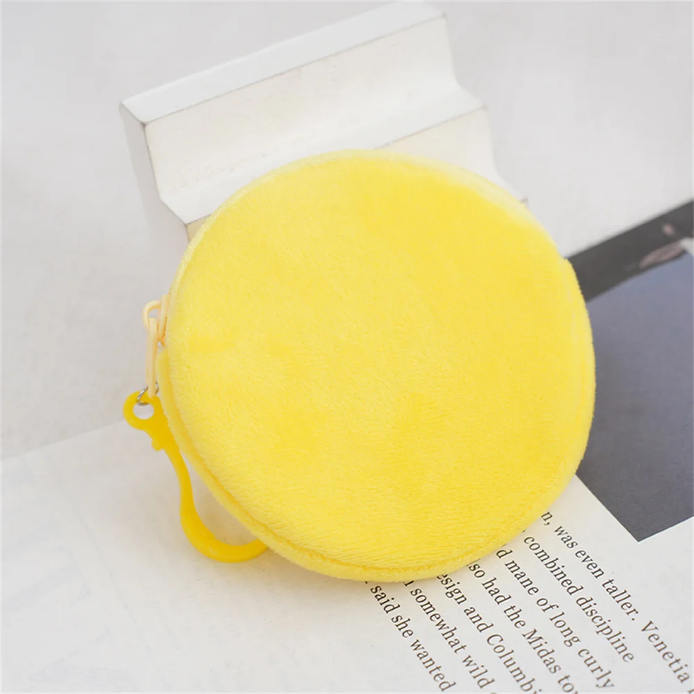 Round Coin Purse Solid Soft Plush Women'S Cute Wallet Id Card Bag Keychain Minimalist Coin Bag Kawaii Wallets For Women Girls