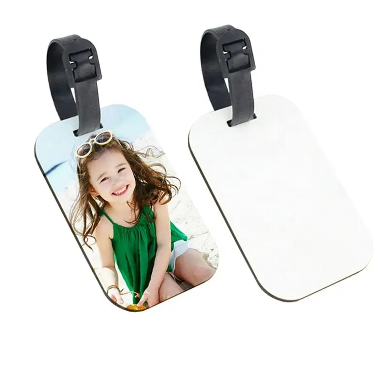 HLZS-30PCS Sublimation Blank Luggage Tags White Blank Travel Bag Baggage Tags With Strap Double Sided Suitcase Label Tag