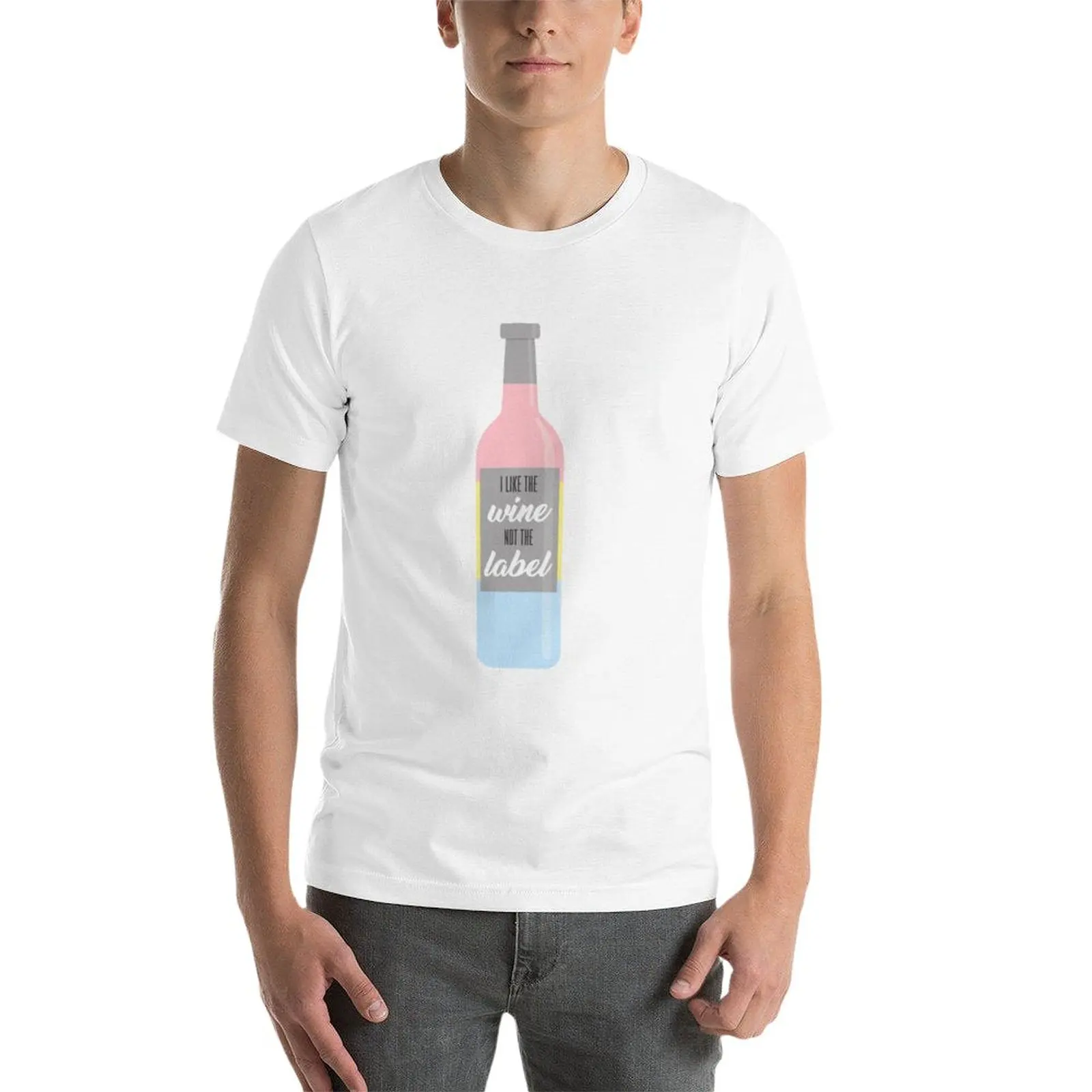 New i like the wine, not the label T-Shirt funny t shirt Aesthetic clothing mens graphic t-shirts hip hop