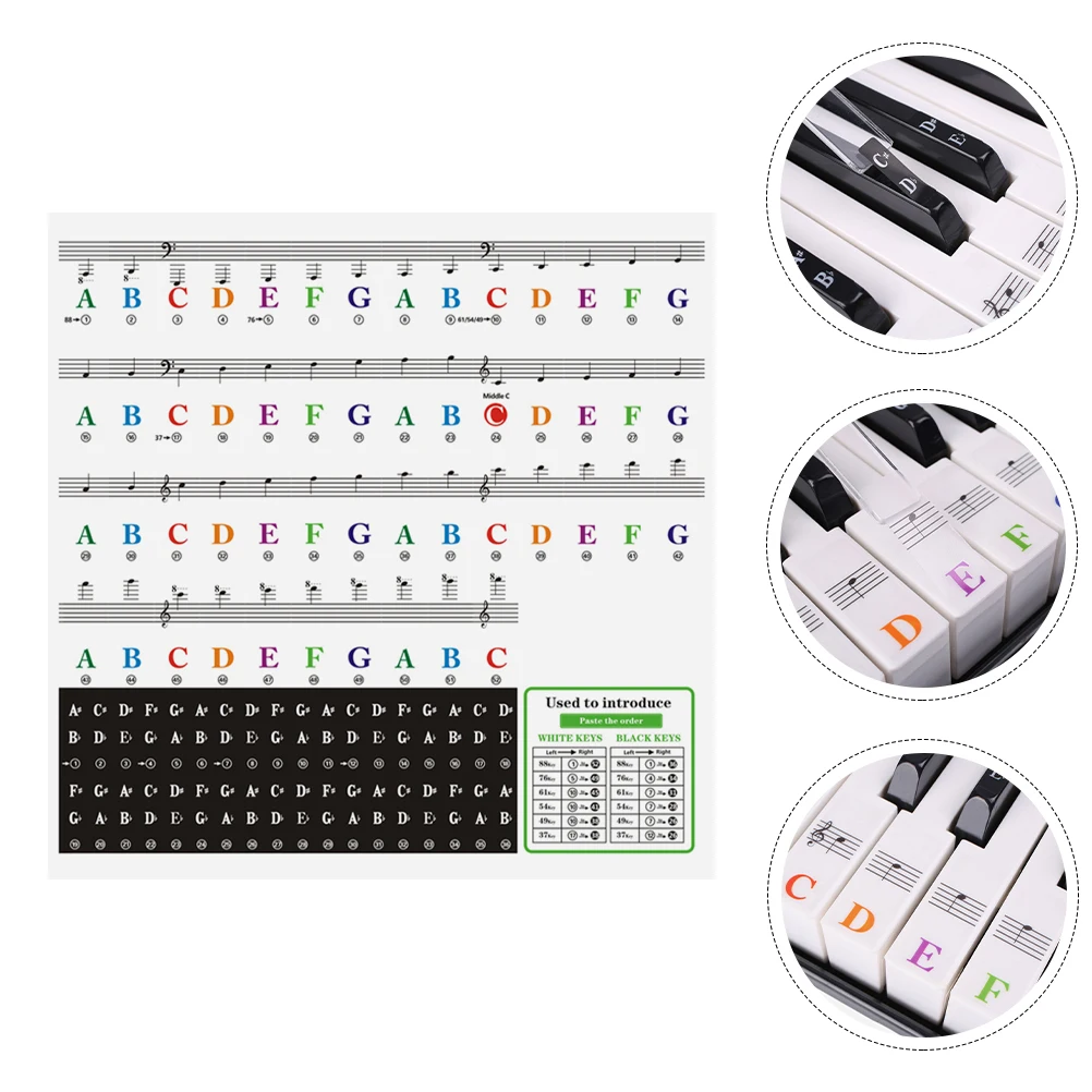 

1 Sheet Keyboard Stickers For Beginners Easy To Remove No Residue Long Lasting Compatible With Electronic Organ Piano Beginner