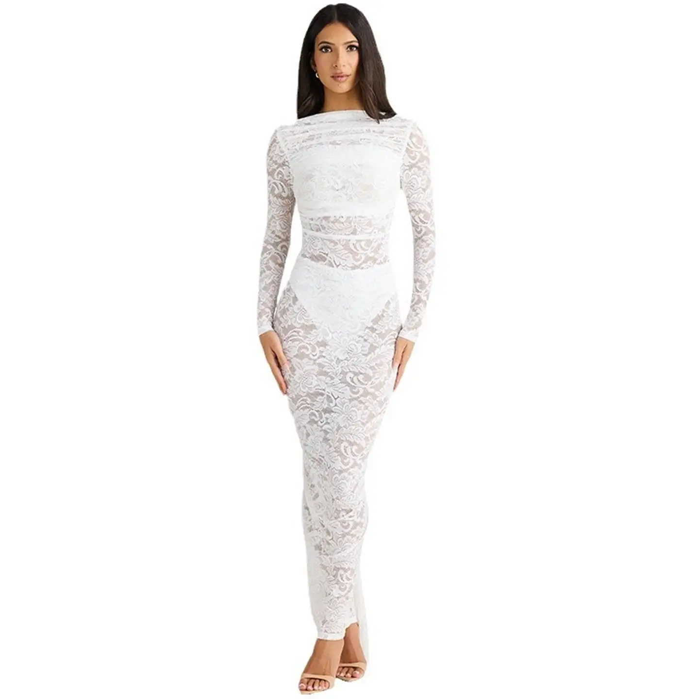 Sexy Bow Susp Slim Fit Dr for Women mid Waist A-Line Skirt Long Sve round Ne Basic Sle Ciwalk Suitable