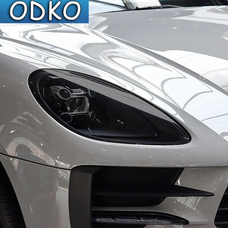 2 шт. защитной пленки для фар и задних фонарей автомобиля для Porsche Macan 2018 2019 2020, прозрачно-дымчато-черная защитная наклейка из ТПУ