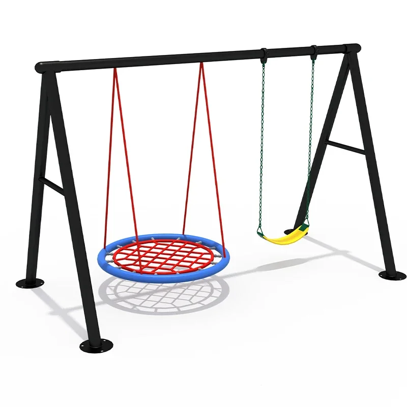 Metal Frame Steel Structure Swing Set Outdoor Plastic Tyre Seats For Children