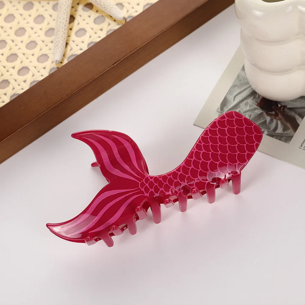 DuoShang New Ocean Series Mermaid Tail Hair Claw Acetate Claw Clips Colorful Fish Tail Crab Hair Clip for Women Hair Accessories