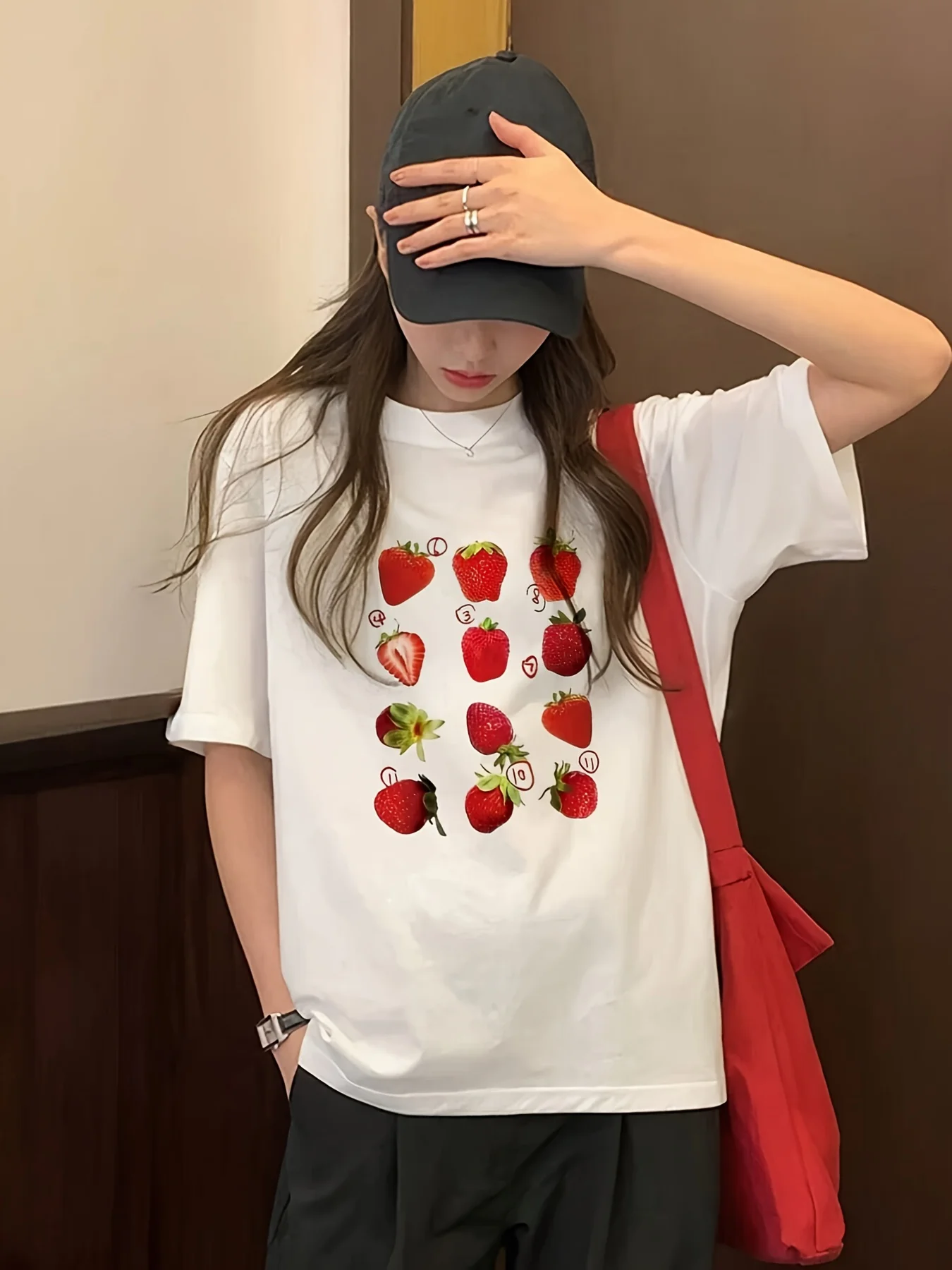 New Spring Summer 2026 Circle Print Women's Short Sleeve T Shirt Simple Casual Elegant Y2K Fashion Business Style