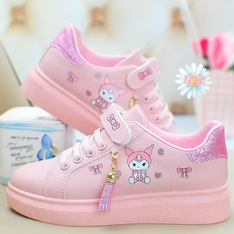 Sanrio hello kitty 2023 spring autumn non-slip net shoes girl casual shoes cartoon board shoes kuromi sports shoes cute Sneakers