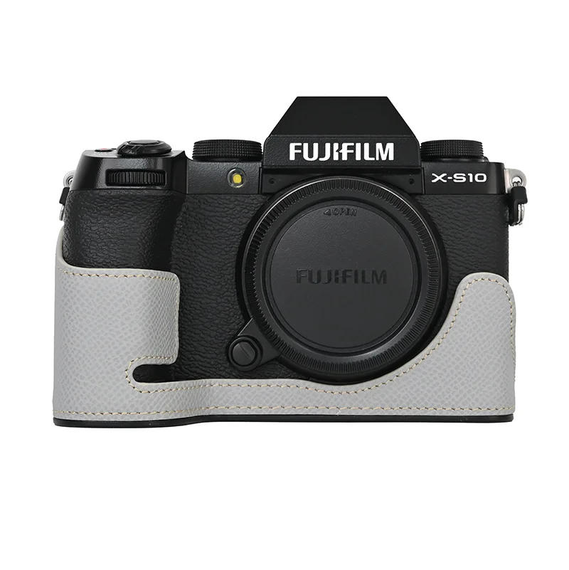 حافظة من الجلد الطبيعي لفوجي فيلم ، صفيحة من سبائك الألومنيوم ، حقيبة كاميرا قاعدة نصف الجسم ، فتحة واقية ، غطاء سفلي