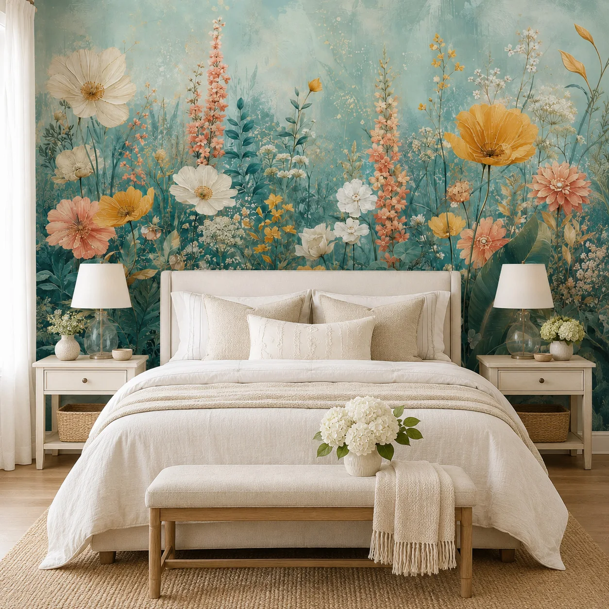Custom Vintage Wildflower Wallpaper Mural Botanical Garden Living Room Wall Decor Non Self Adhesive Requires Glue