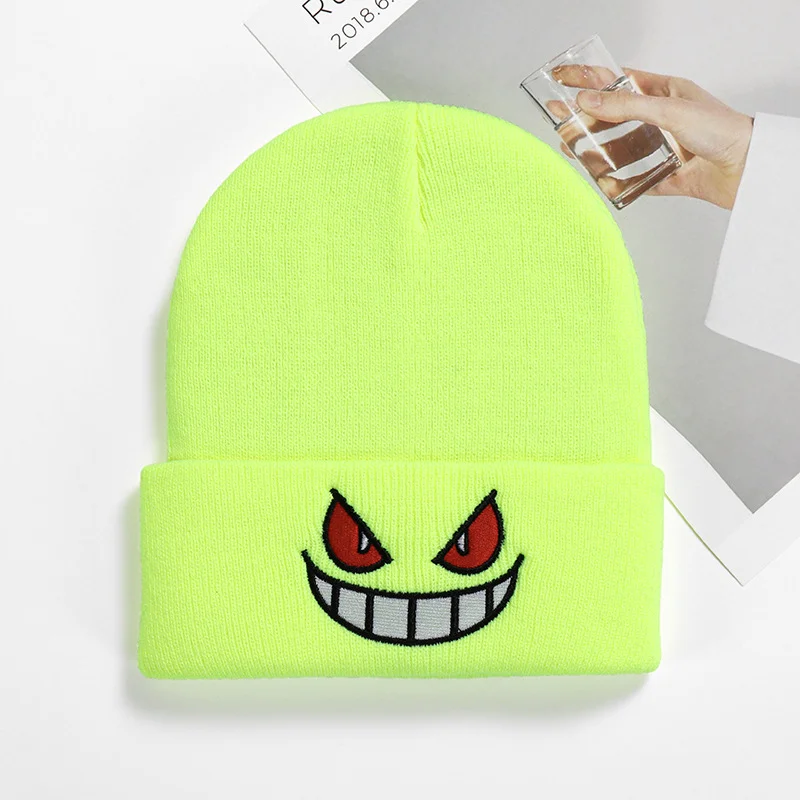 8 Styles Unisex Winter Outdoor Beanie for Child Knitted Gengar Hood Hat for Kids Casual Outside Halloween Hats