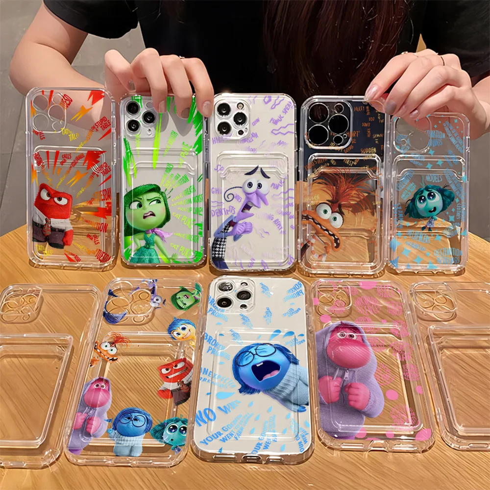 Cartoon Inside Out 2 Cute Card Hold Phone Case For Samsung Galaxy S26 S25 S24 S23 S22 S21 S20 FE Plus Ultra M33 M53 M54 5G Cover