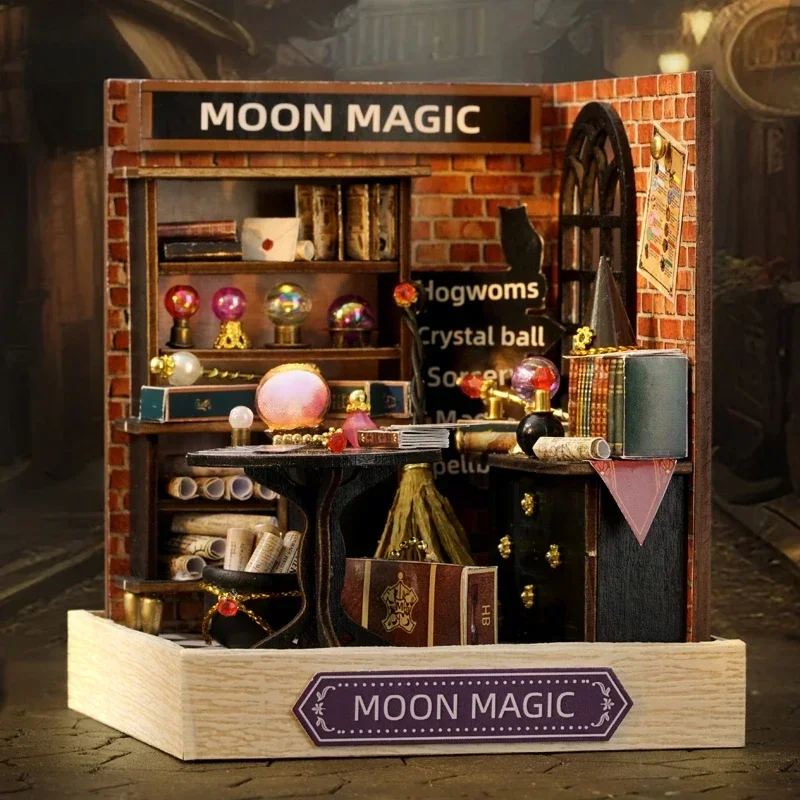 Moon Magic Room Mini Casa Miniature Building Kits NEW DIY Wooden Doll Houses with LED Light Dollhouse for Girls Handmade Gifts