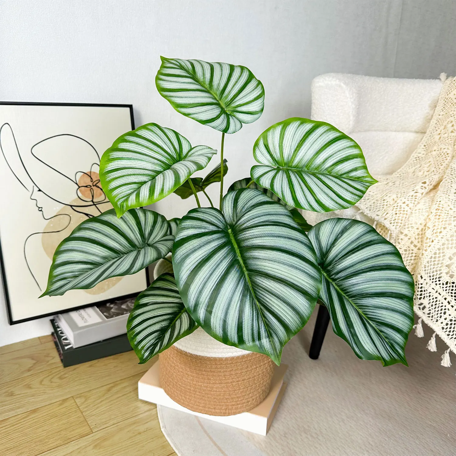 65/100cm Artificial Monstera Plants Fake Palm Tree Plastic Turtle Leaves Green Tall Plants For Home Garden Office  Decor