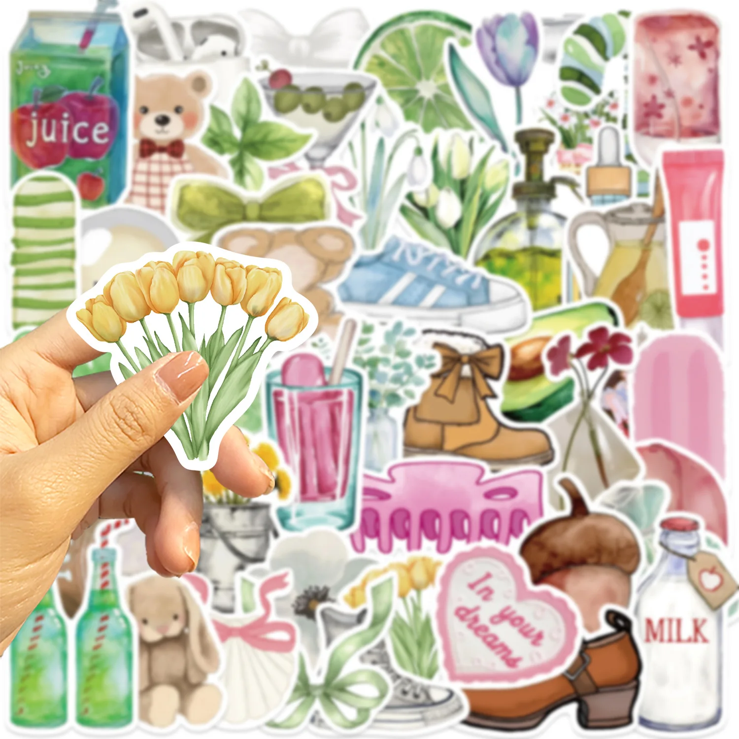 50pcs INS Girl Art Aesthetics Cartoon Graffiti Stickers Phone Guitar Laptop Notebook Suitcase Cup Waterproof Sticker Kids Toy