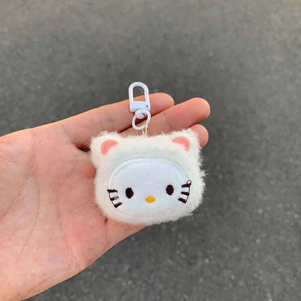 Hellokitty llaveros de felpa Sanrio, colgante bordado creativo, llaveros de mochila escolar, decoración de mochilas, regalo de Navidad para amigo