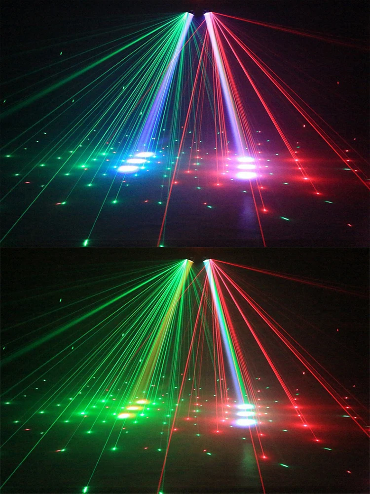 Lumière de scène à faisceau mobile à double tête LED, effets laser DMX DJ, éclairage de scène, télécommande, lumières disco pour la maison, fête dansante