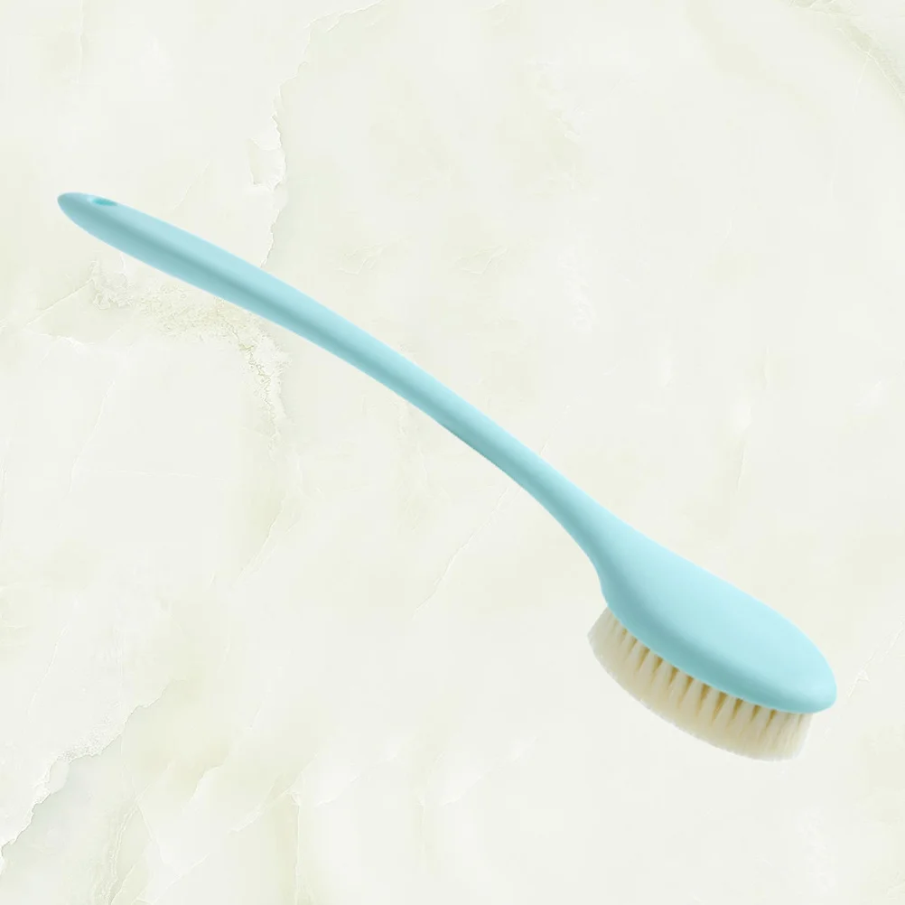 

Long Handle Bathing Brush Blue Natural Bristles Body Scrubbing Tool For Back Rub Shower Exfoliation Soft Skin Care