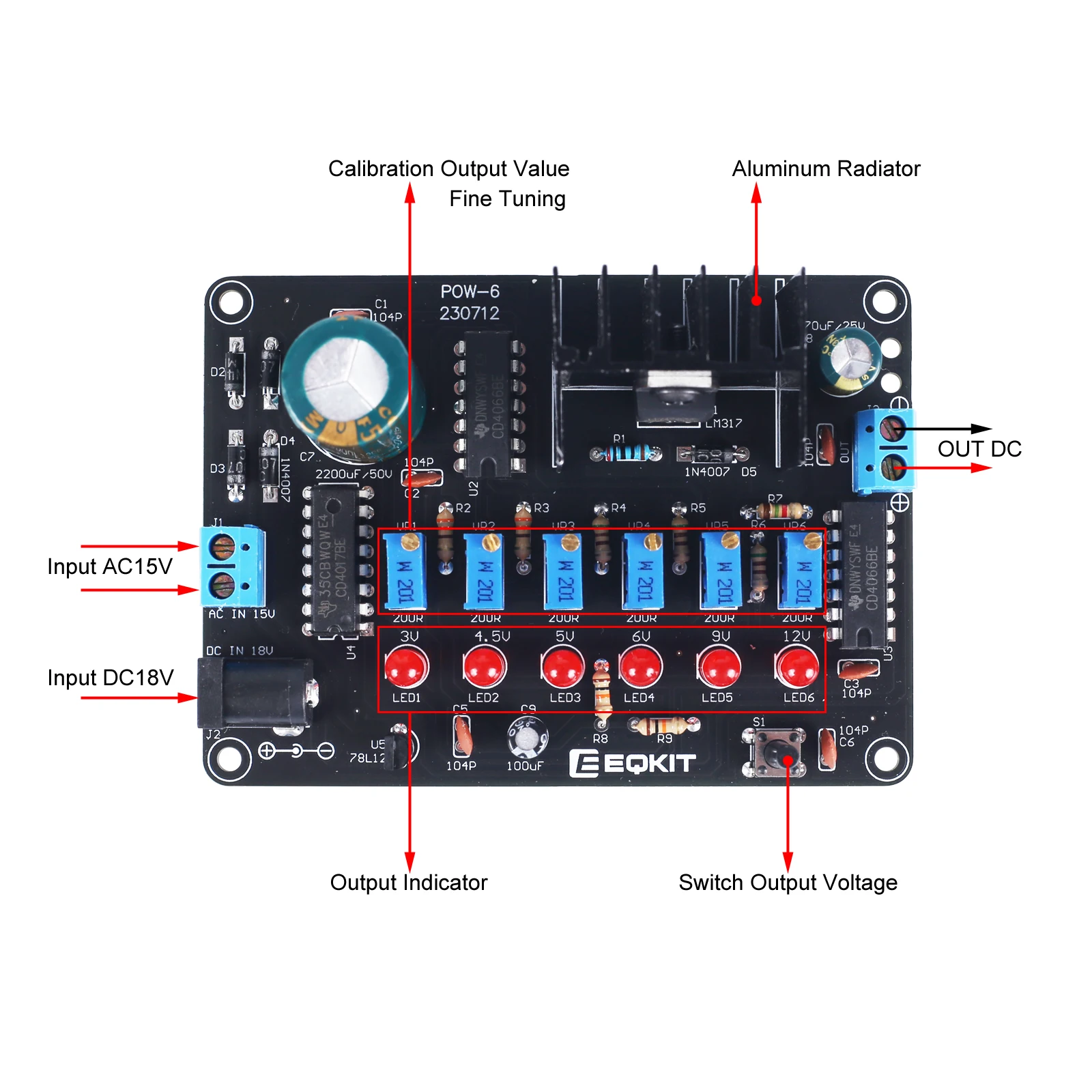 DIY Electronic Kit Step Down Power Supply Module Buck Voltage Converter AC15V/DC18V to DC 3/4.5/5/6/9/12V Soldering Practice