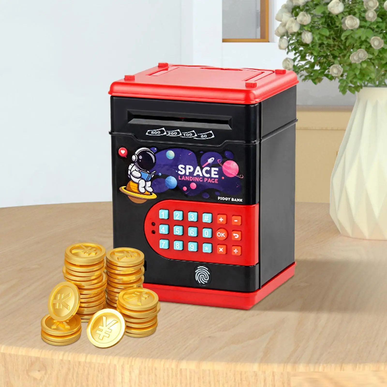 Piggy Bank,Money Bank, Kids ATM Machine with Fingerprint Password Protection,