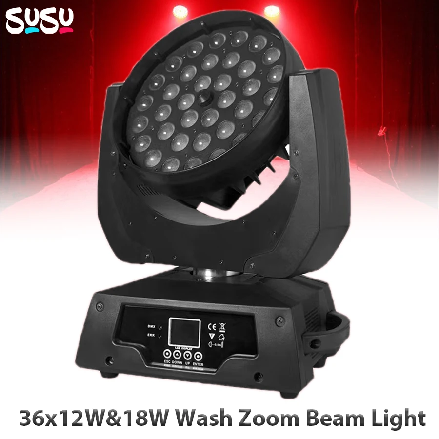 

LED Zoom Wash 36x12W/18w RGBW4in1/RGBWAUV 6in1 Moving Head Light Lyre Projector For DJ Disco Party Stage Ball