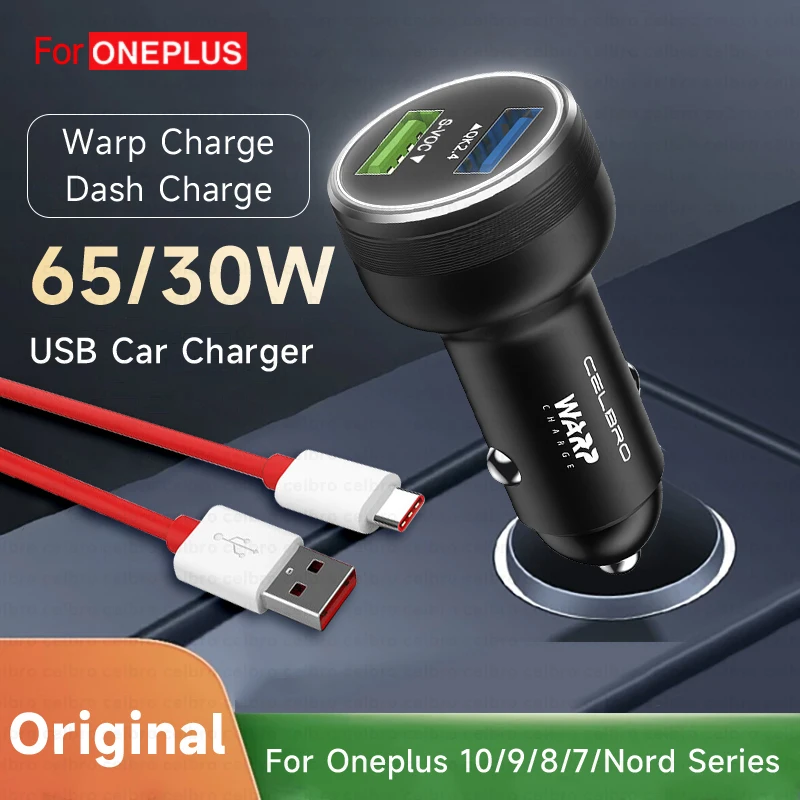 65W Warp Charge 30W Car USB Phone Charger Fast Charging For Oneplus 9R 10 Pro 8 7 6 5 9RT 9 Nord N10 N100 Samsung Dash One plus