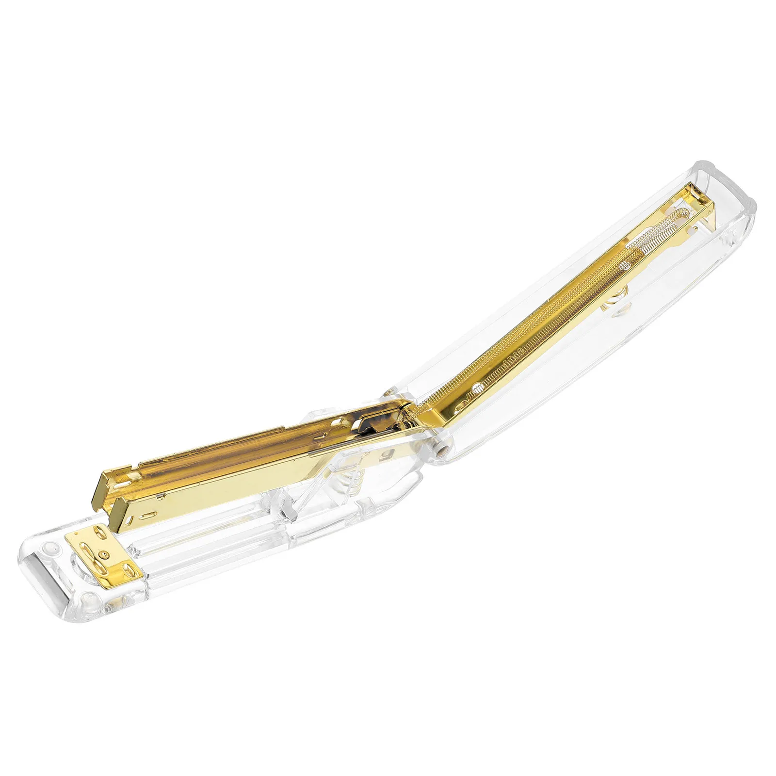 Office Stapler Transparent Plastic Material Smooth Automatic Spring Back Function Reliable Binding Performance for Daily Use