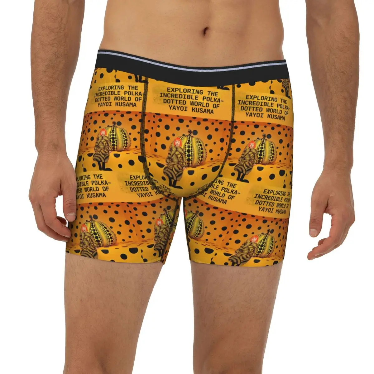 

Yayoi Kusama длинные трусы-боксеры с абстрактной живописью, короткие мужские трусы, дышащее нижнее белье для мужчин, подарок бойфренду