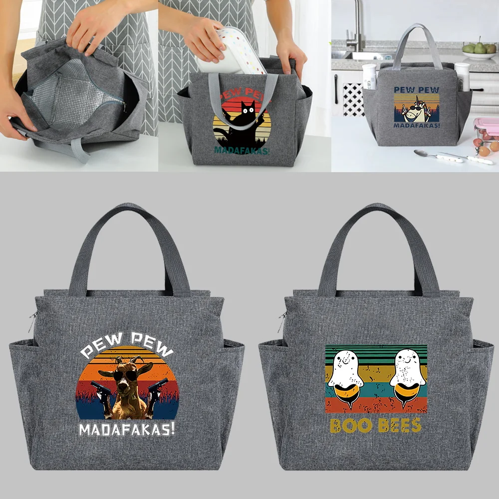 سلسلة بيو مطبوعة سعة كبيرة معزولة أكياس الغداء صندوق الغداء حقيبة للحفاظ على البرودة جديدة متعددة الوظائف المحمولة نزهة عبوات الطعام الحرارية #1