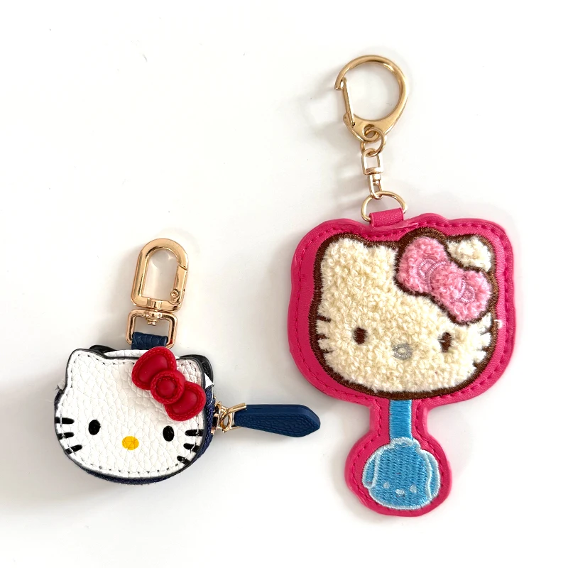 Pendentif chat rose avec nœud japonais Kawaii, décoration en cuir de dessin animé, porte-clés, cadeau d'anniversaire