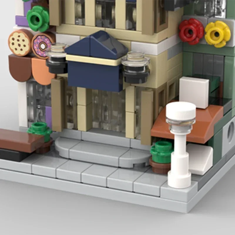 MOC Blocos de Construção Para Crianças, Modular Street View, Delegacia, Tijolos Técnicos, Montagem DIY, Brinquedos De Construção, Presentes De Férias