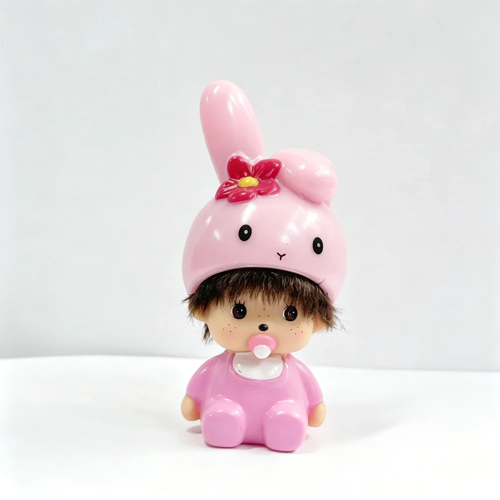 Cartoon Monchhichi Kitty Kuromi Schlüsselanhänger Niedlicher Mädchenhafter Anhänger Langlebiger Kunststoff Studenten-Taschenanhänger Geschenk Auto-Dekoration – Detail 4