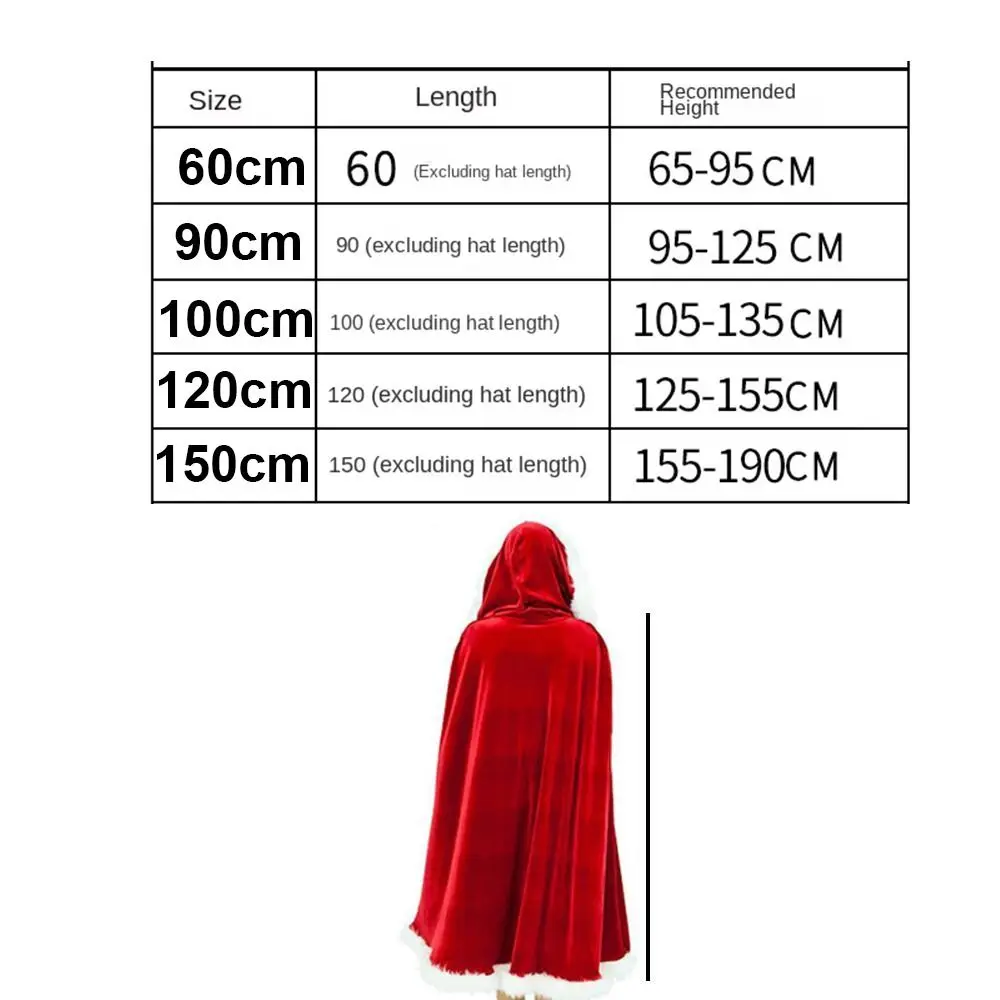 Carnival Party 60/90/100/120/150cm Cloak Hooded Christmas Cosplay Costumes Christmas Cape Women Sexy Santa Claus