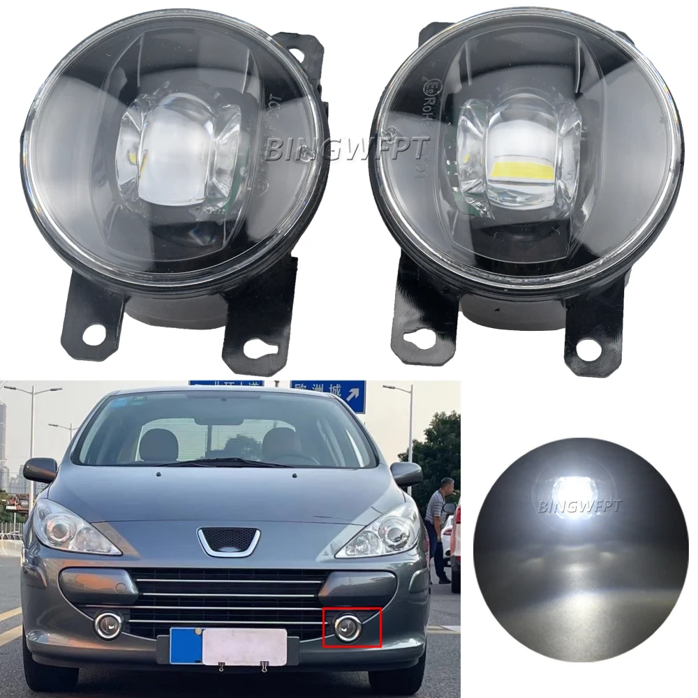 LED Fog Light Assembly For Peugeot 307 CC SW Break Hatchback 2002-2008 Fog Daytime Running Lamp DRL Fog Lamp