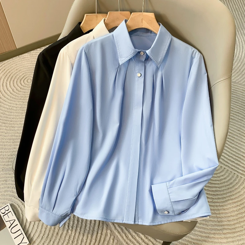 2026 Ladies Office Loose Tops Fashion Career Interview Formal Blouse Wrinkle‑Resistant High‑End Long Sleeve Women's Shirt