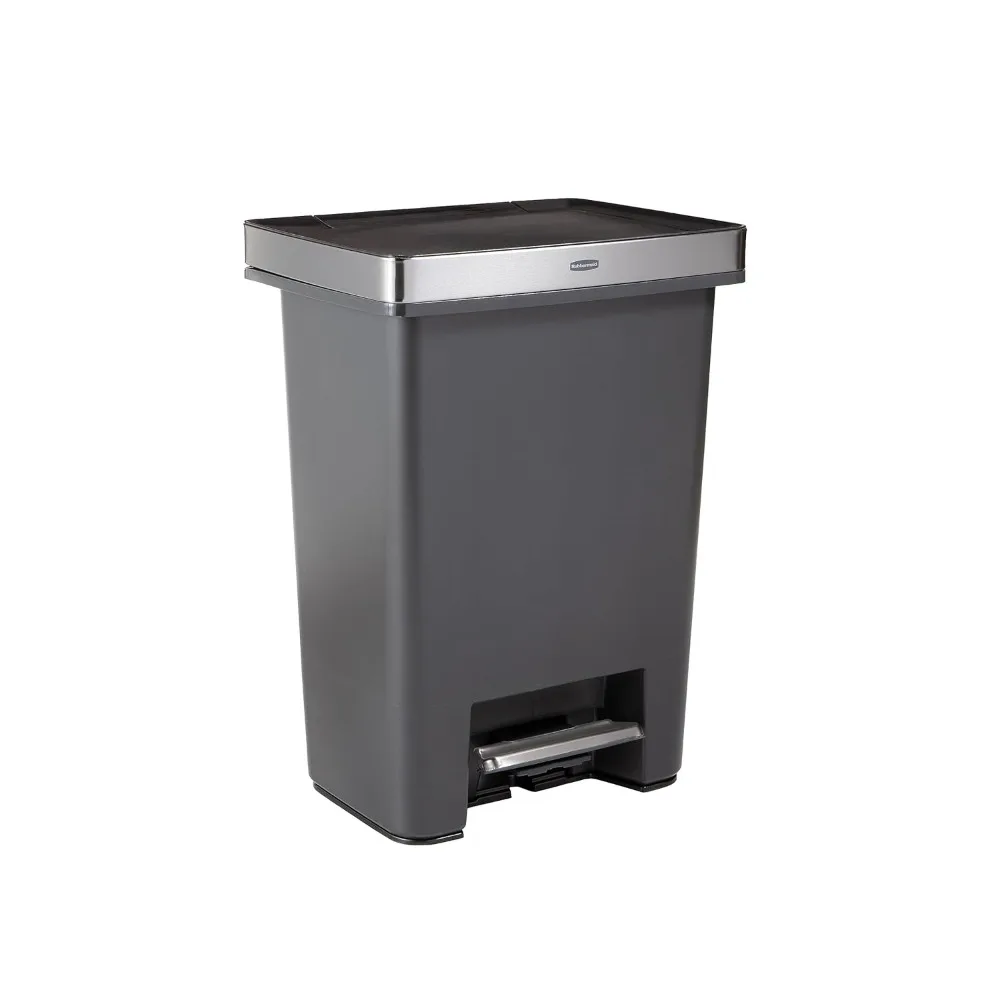 Rubbermaid Premier High-Capacity Step-On Trash Can, 19 Gallon, Single or Dual Stream Trash or Recycling, Charcoal