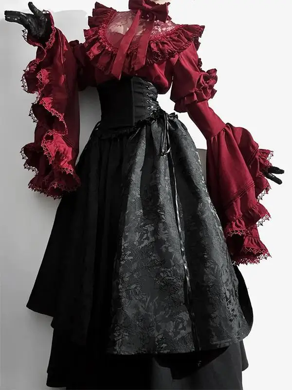 18th Century Costume Women French Victorian Baroque Rococo Princess Dark Rose Lolita Marie Antoinette Costume Christmas Dress