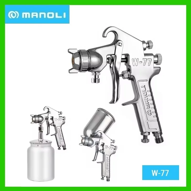 MANOLI W-77 Professional Spray Gun 1.2/1.5/2.0/2.5/3.0mm Automotive Furniture Metal Large-caliber Surface Primer Spray Gun W77