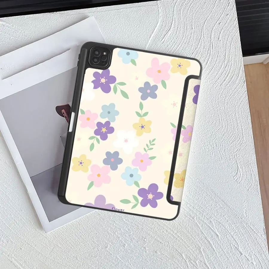 

Pastel Floral Holder Cover Tablet Case For iPad Pro 11th 10th 9th 8th 7th 12.9inch Air 4 5 M3 M2 M4 11inch Pro 2025 Mini 6 7