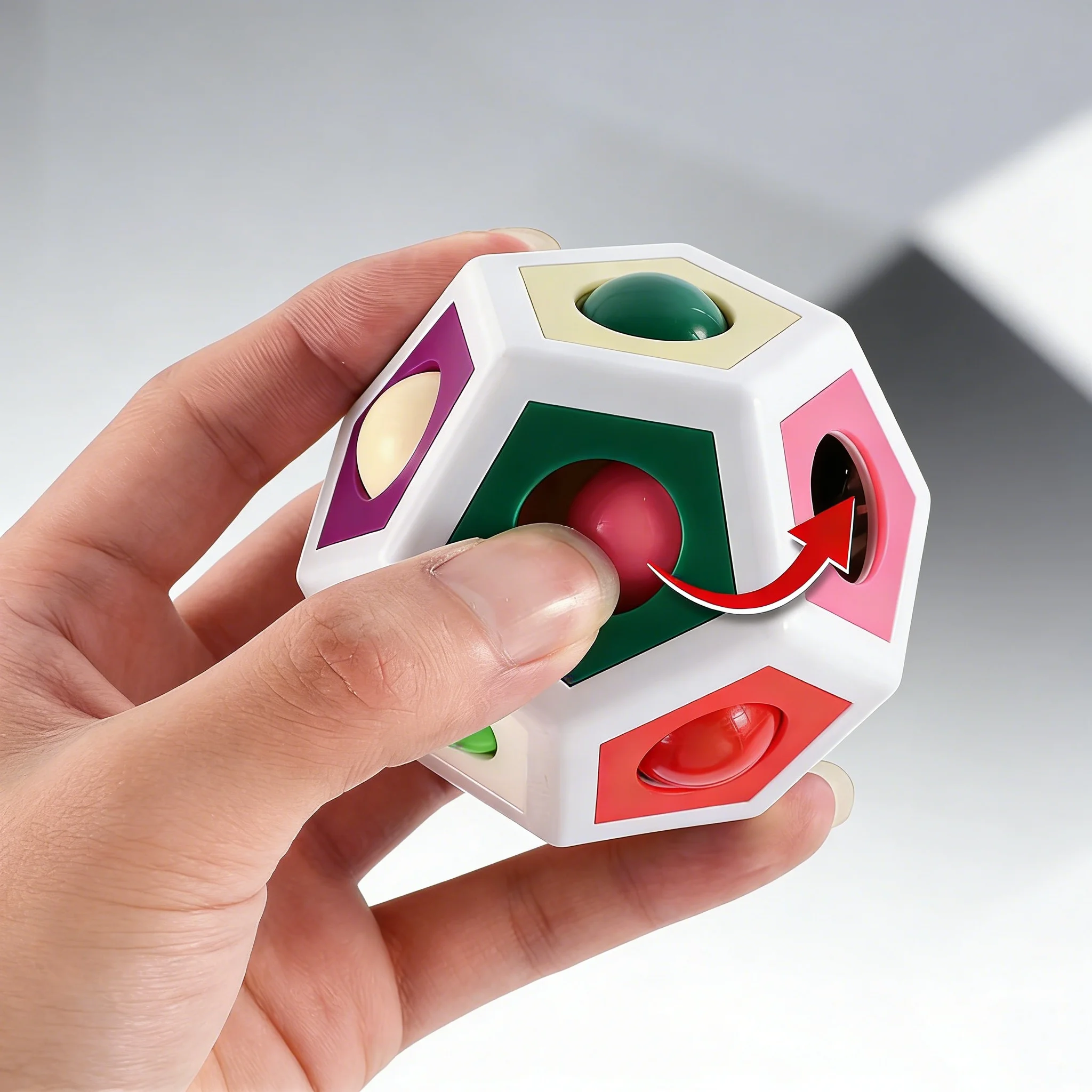 Quebra-cabeça de descompressão alienígena, prensa poligonal, bola mágica arco-íris, 12 buracos, cubo rubik adulto, brinquedo criativo de descompressão