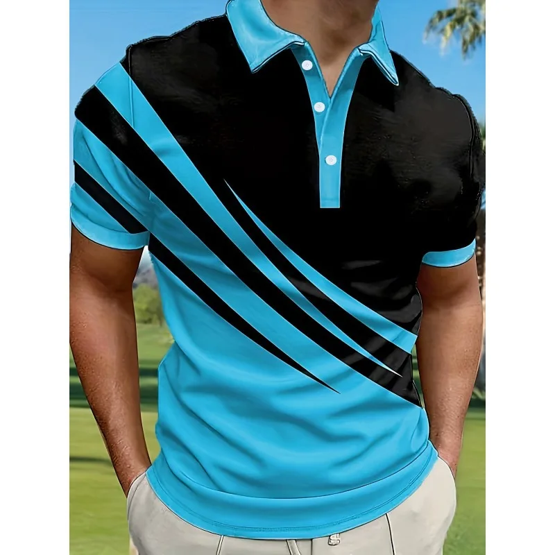 KIDWHXR Man Summer Polo Shirt Fashion Contrast Color Short Sleeve Men T-shirt Thin Breathable Outdoor Sport Male Casual Top