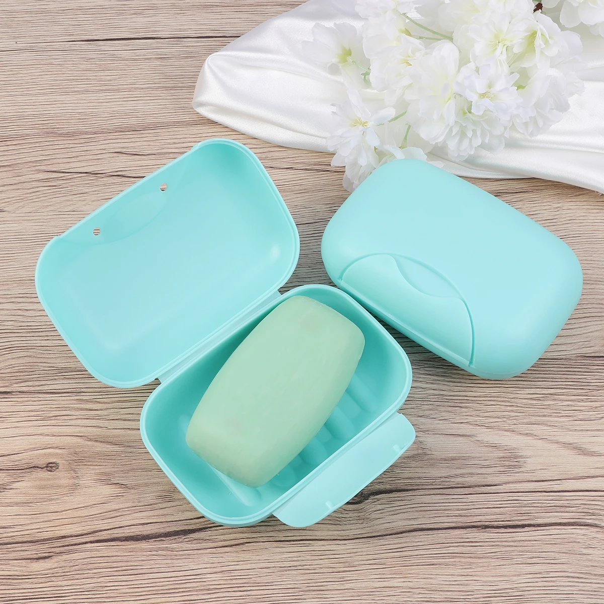 

2Pcs Waterproof Soap Box Portable Travel Holder Sealing Design Bathroom Blue Non-slip Tray Standard Soap Bars Durability Safety