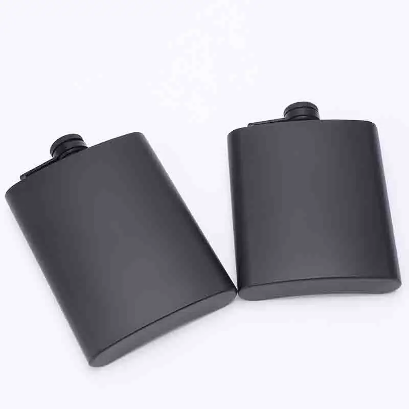 Matte All Black Stainless Steel Hip Flask Sleek Minimalist Liquor Bottle Portable Metal Pocket Flask for Outdoor Travel Camping